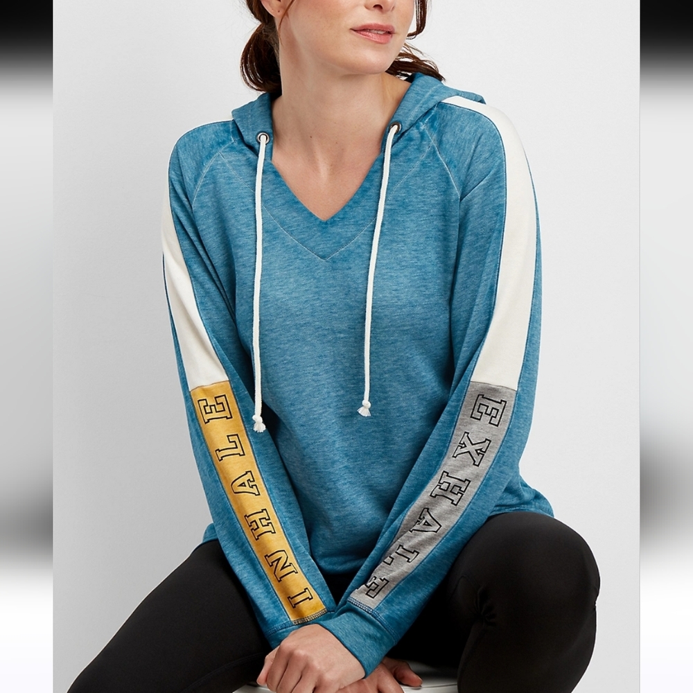 Maurices teal colorblock graphic hoodie XXL